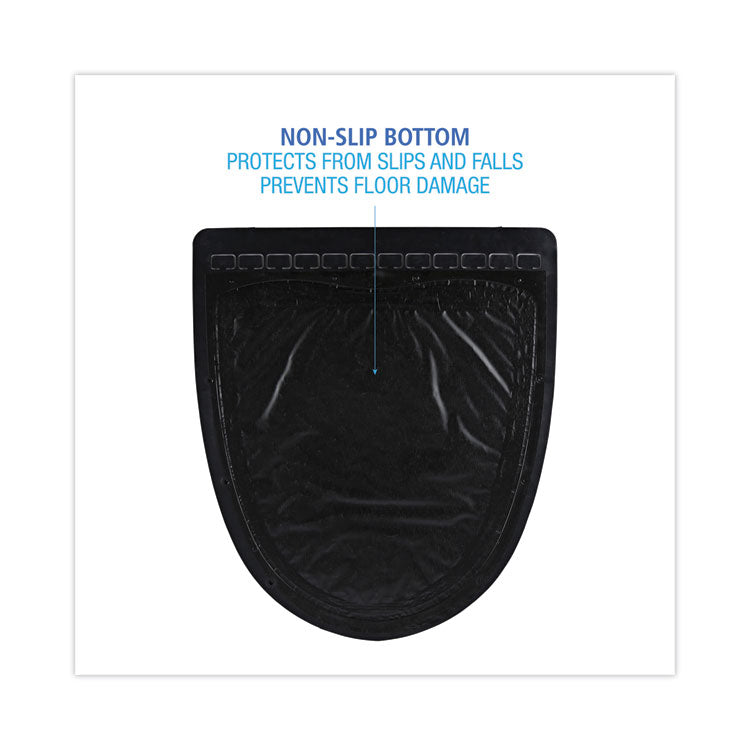 Disposable Urinal Floor Mat 2.0, Shield-Shaped, Black/Gray Slip-Resistant Surface, 17.5" x 20", 6/Carton