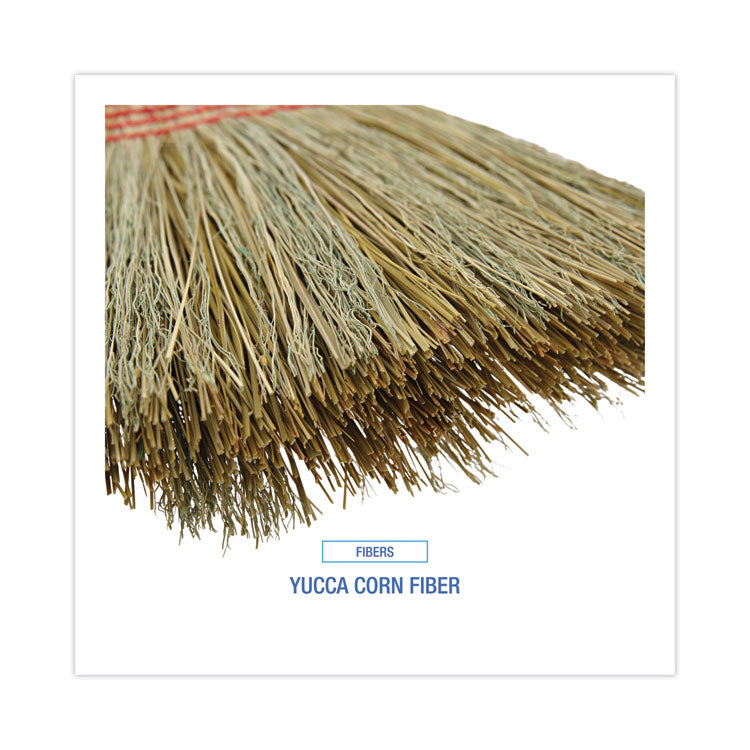 Parlor Broom, Yucca/Corn Fiber Bristles, 55.5" Overall Length, Natural