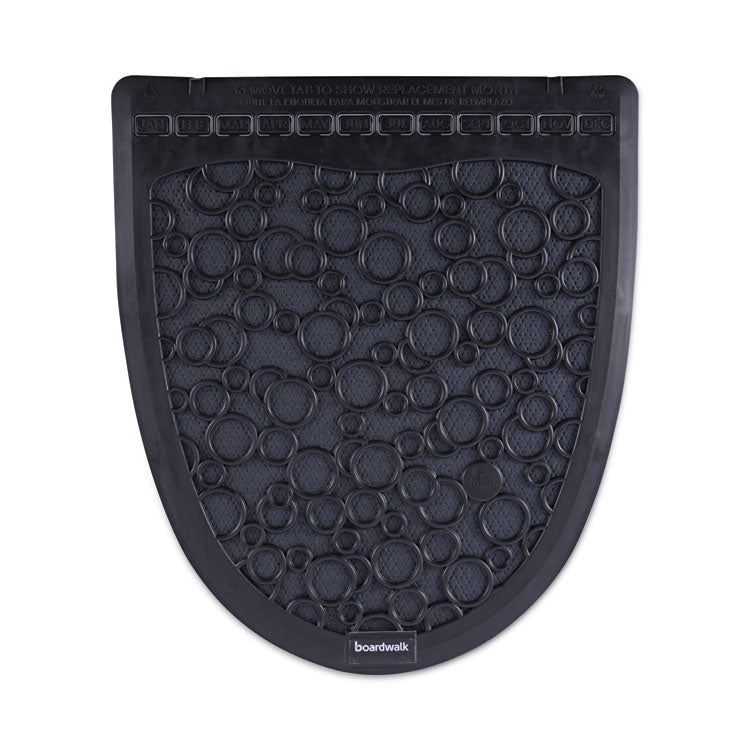 Disposable Urinal Floor Mat 2.0, Shield-Shaped, Black/Gray Slip-Resistant Surface, 17.5" x 20", 6/Carton