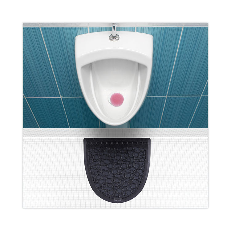 Disposable Urinal Floor Mat 2.0, Shield-Shaped, Black/Gray Slip-Resistant Surface, 17.5" x 20", 6/Carton