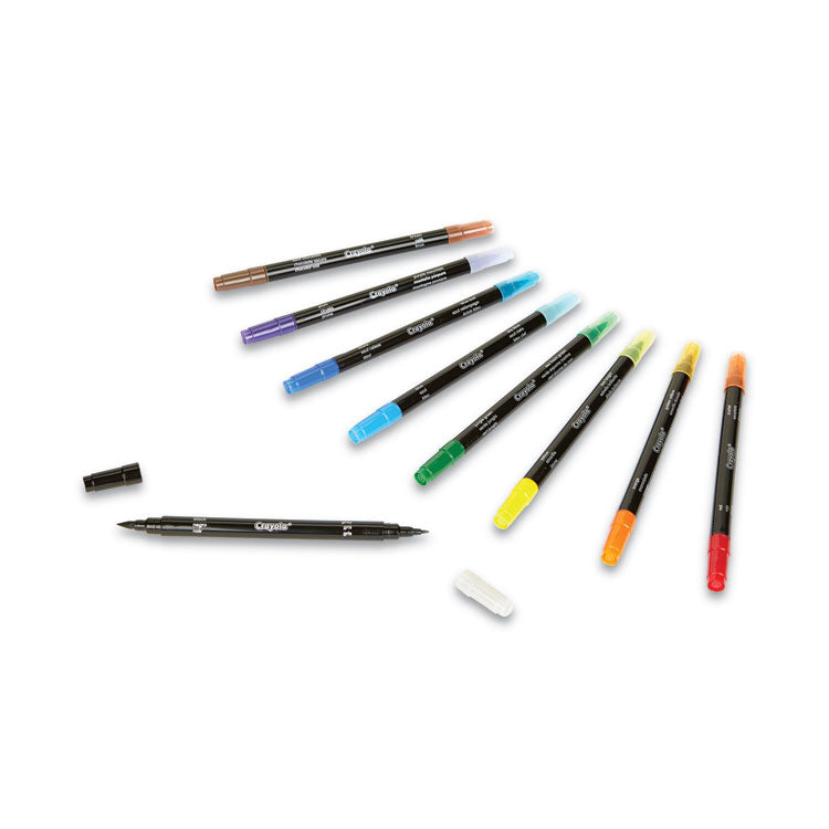 Brush and Detail Dual Ended Markers, Extra-Fine Brush/Bullet Tips, Assorted Colors, 16/Set