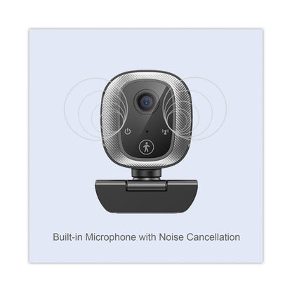 CyberTrack M1 HD Fixed Focus USB Webcam with AI Motion/Facial Tracking, 1920 pixels x 1080 pixels, 2.1 Mpixels, Black/Silver