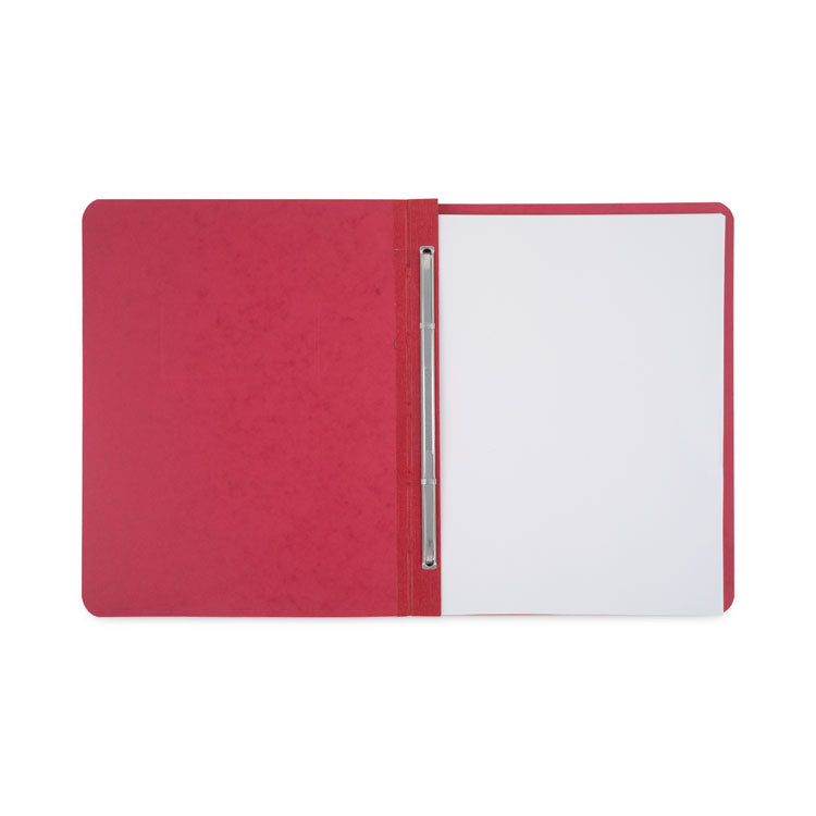 Pressboard Report Cover with Tyvek Reinforced Hinge, Two-Piece Prong Fastener, 3" Capacity, 8.5 x 11, Red/Red