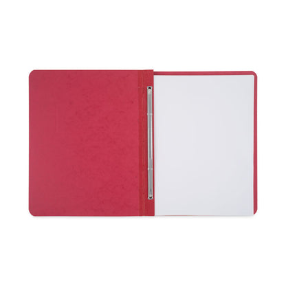 Pressboard Report Cover with Tyvek Reinforced Hinge, Two-Piece Prong Fastener, 3" Capacity, 8.5 x 11, Red/Red