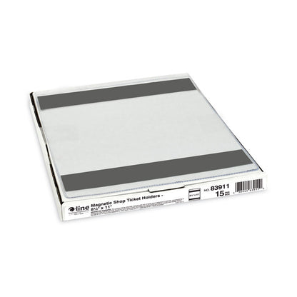 Magnetic Shop Ticket Holders, Super Heavy-Duty, Top Load 8.5 x 11 Insert, Clear Front, 15/Box