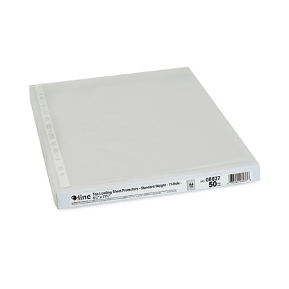 A4 Standard Weight Sheet Protectors, Medium-Duty, Side: 11-Hole Punched, Top Load 8.25 x 11.75 Insert, Clear Front, 50/Box