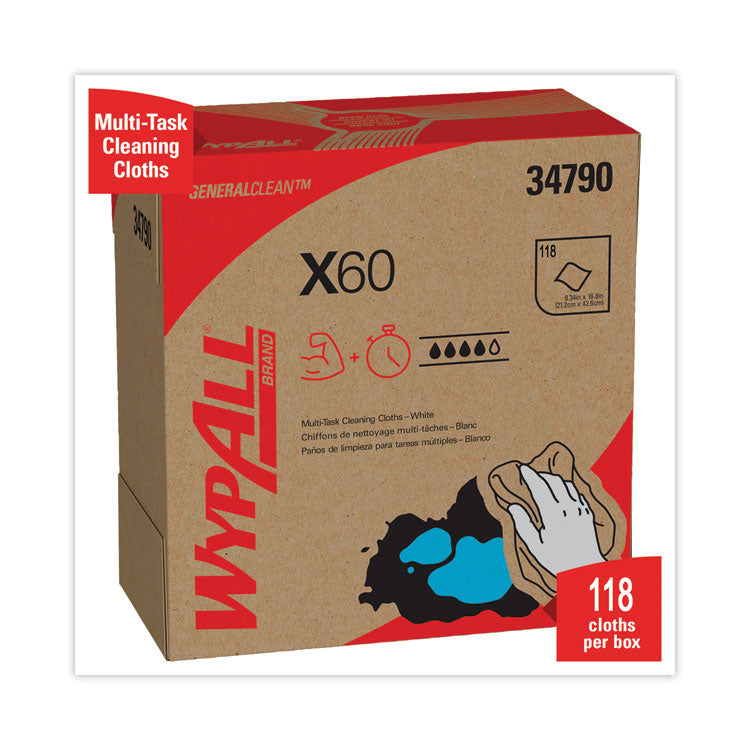 General Clean X60 Cloths, POP-UP Box, 8.34 x 16.8, White, 118/Box, 10 Boxes/Carton