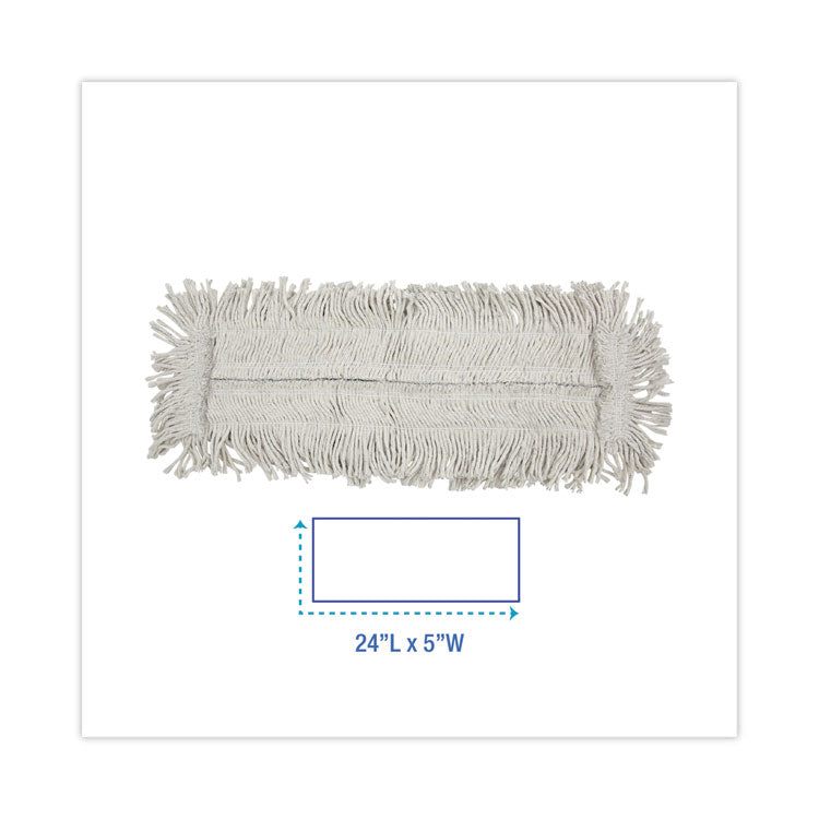 Disposable Cut End Dust Mop Head, Cotton/Synthetic, 24 x 5, White