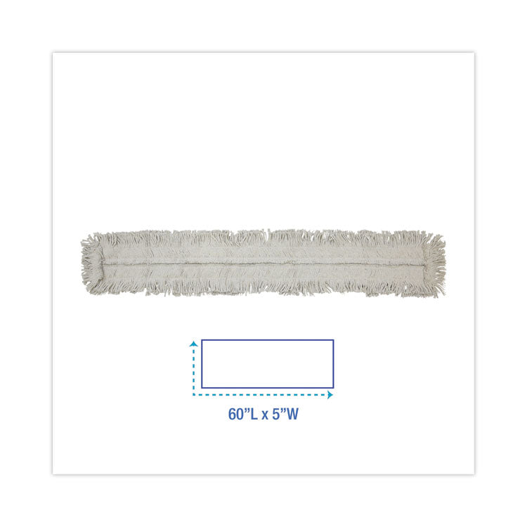 Disposable Dust Mop Head, Cotton, Cut-End, 60 x 5