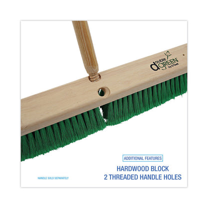 Floor Broom Head, 3" Green Flagged Recycled PET Plastic Bristles, 24" Brush
