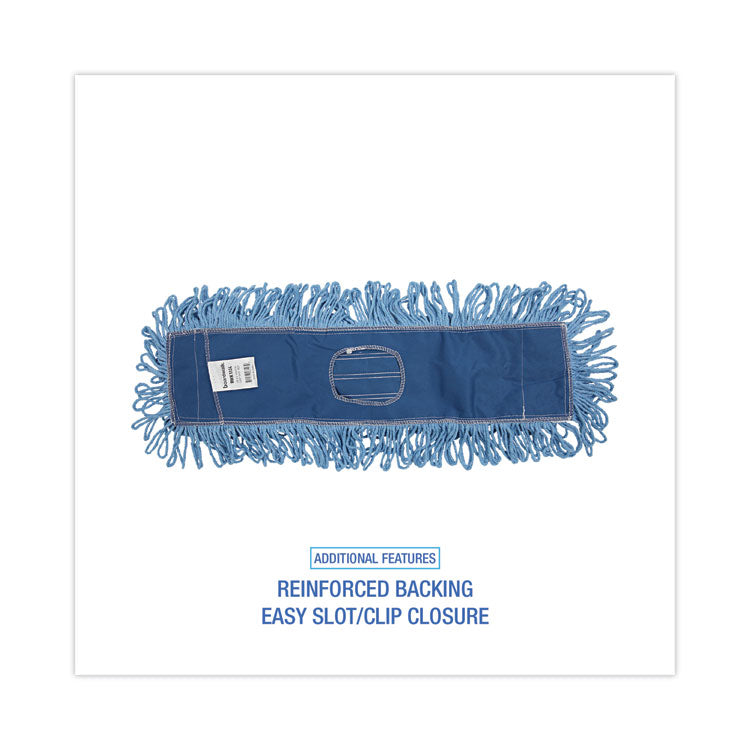 Dust Mop Head, Looped-End, Cotton/Synthetic Fibers, 24 x 5, Blue