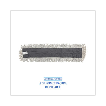 Disposable Dust Mop Head w/Sewn Center Fringe, Cotton/Synthetic, 36 x 5, White