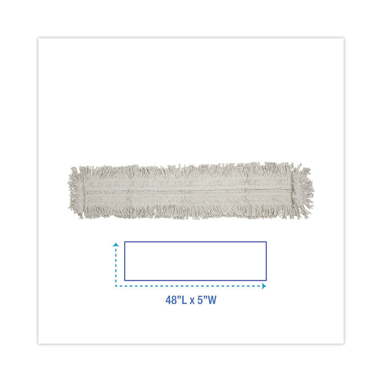 Disposable Dust Mop Head, Cotton/Synthetic Fibers, 48 x 5, White