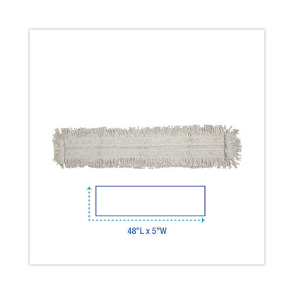 Disposable Dust Mop Head, Cotton/Synthetic Fibers, 48 x 5, White