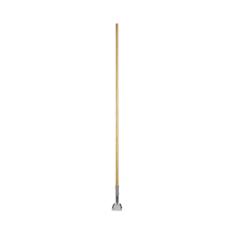 Clip-On Dust Mop Handle, Lacquered Wood, Swivel Head, 1" dia x 60", Natural