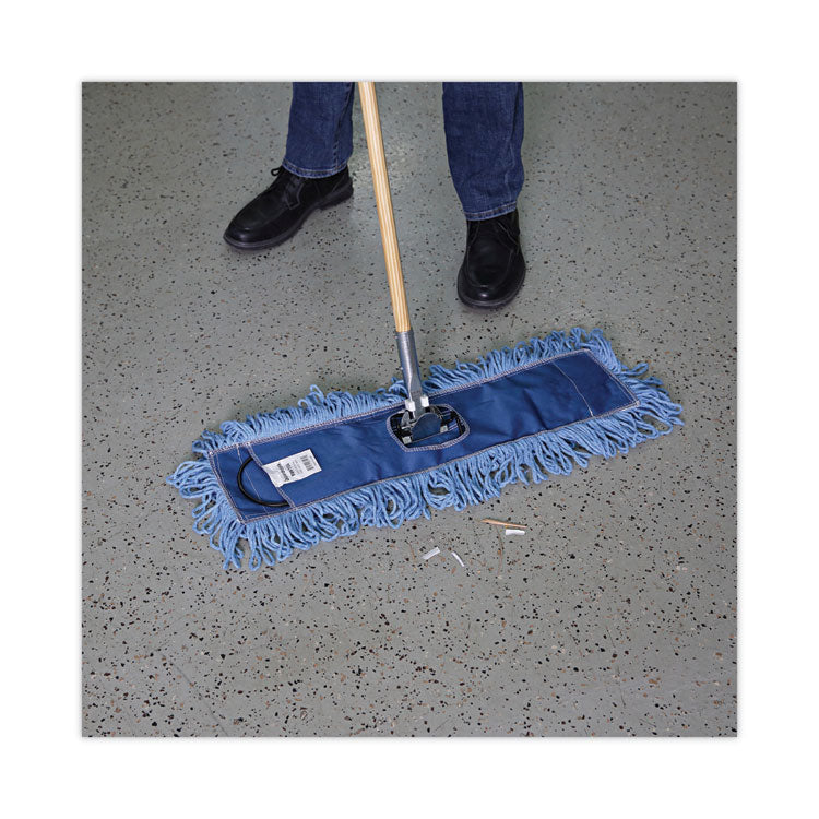 Dust Mop Head, Looped-End, Cotton/Synthetic Fibers, 18 x 5, Blue