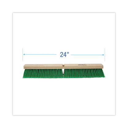 Floor Broom Head, 3" Green Flagged Recycled PET Plastic Bristles, 24" Brush