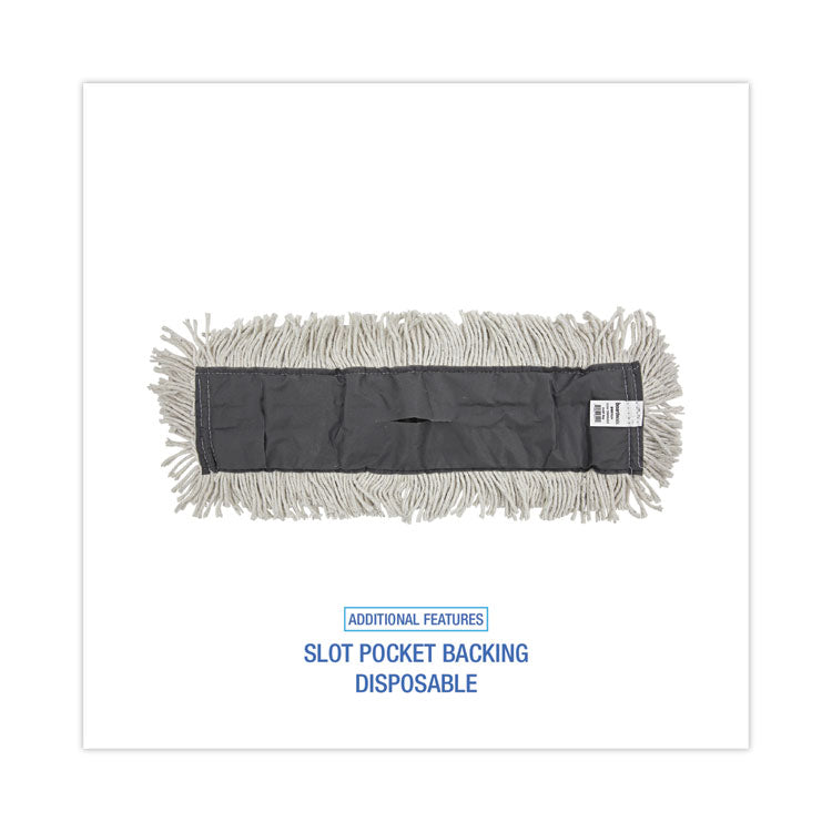 Disposable Cut End Dust Mop Head, Cotton/Synthetic, 24 x 5, White