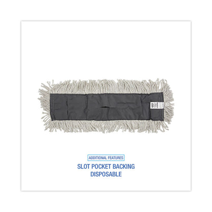 Disposable Cut End Dust Mop Head, Cotton/Synthetic, 24 x 5, White