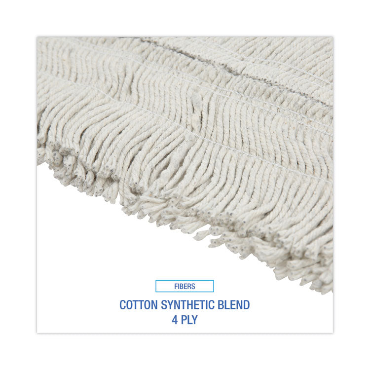 Disposable Cut End Dust Mop Head, Cotton/Synthetic, 24 x 5, White