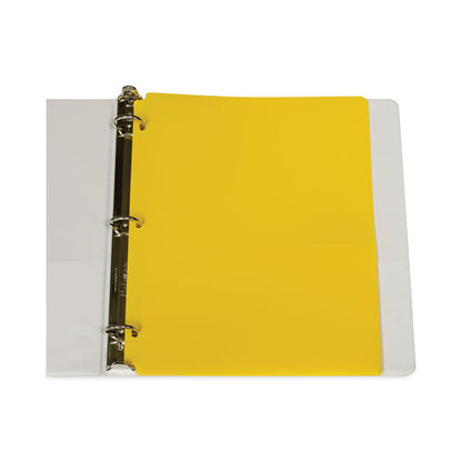 Two-Pocket Heavyweight Poly Portfolio Folder with Three-Hole Punch, Accommodates 11 x 8.5 Sheets, Yellow, 25/Box