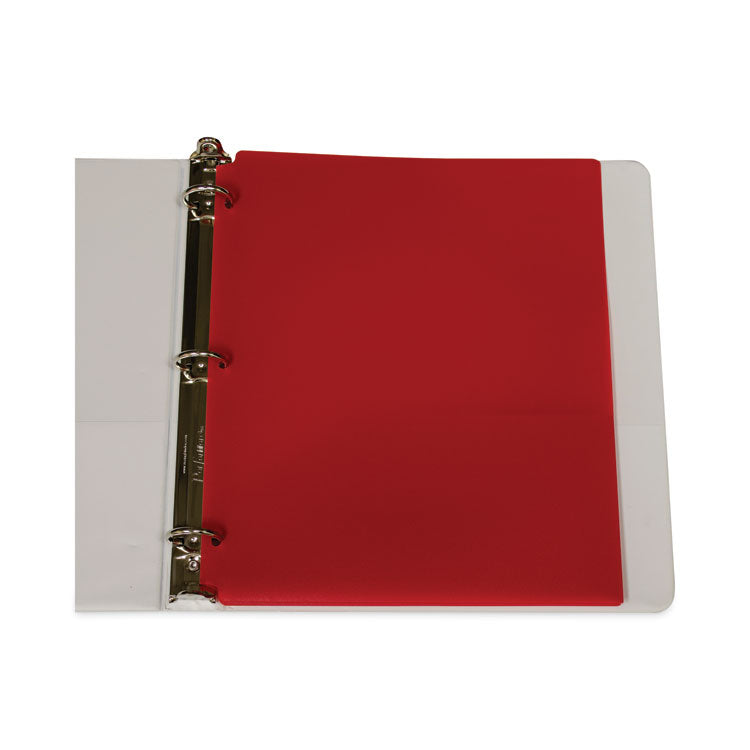 Two-Pocket Heavyweight Poly Portfolio Folder with 3-Hole Punch, Accommodates 11 x 8.5 Sheets, Red, 25/Box