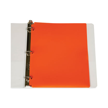 Two-Pocket Heavyweight Poly Portfolio Folder with Three-Hole Punch, Accommodates 11 x 8.5 Sheets, Orange, 25/Box