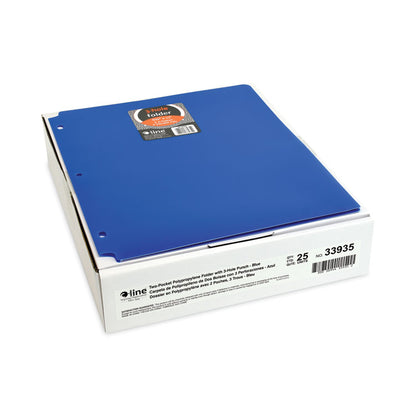 Two-Pocket Heavyweight Poly Portfolio Folder with 3-Hole Punch, Accommodates 11 x 8.5 Sheets, Blue, 25/Box