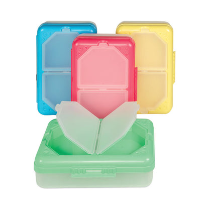 Storage Box, 3 Compartments, 8.25" x 5.43" x 2.43", Assorted Colors, 12/Carton
