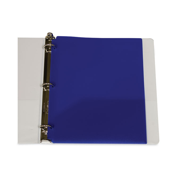 Two-Pocket Heavyweight Poly Portfolio Folder with 3-Hole Punch, Accommodates 11 x 8.5 Sheets, Blue, 25/Box