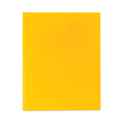 Two-Pocket Heavyweight Poly Portfolio Folder, Accommodates 11 x 8.5 Sheets, Yellow, 25/Box