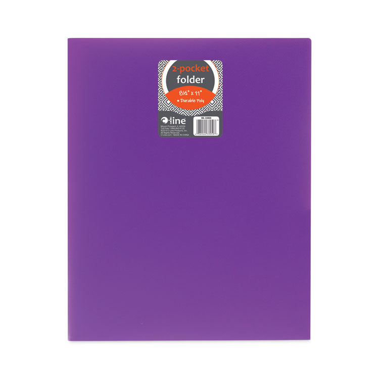 Two-Pocket Heavyweight Poly Portfolio Folder, Accommodates 11 x 8.5 Sheets, Purple, 25/Box