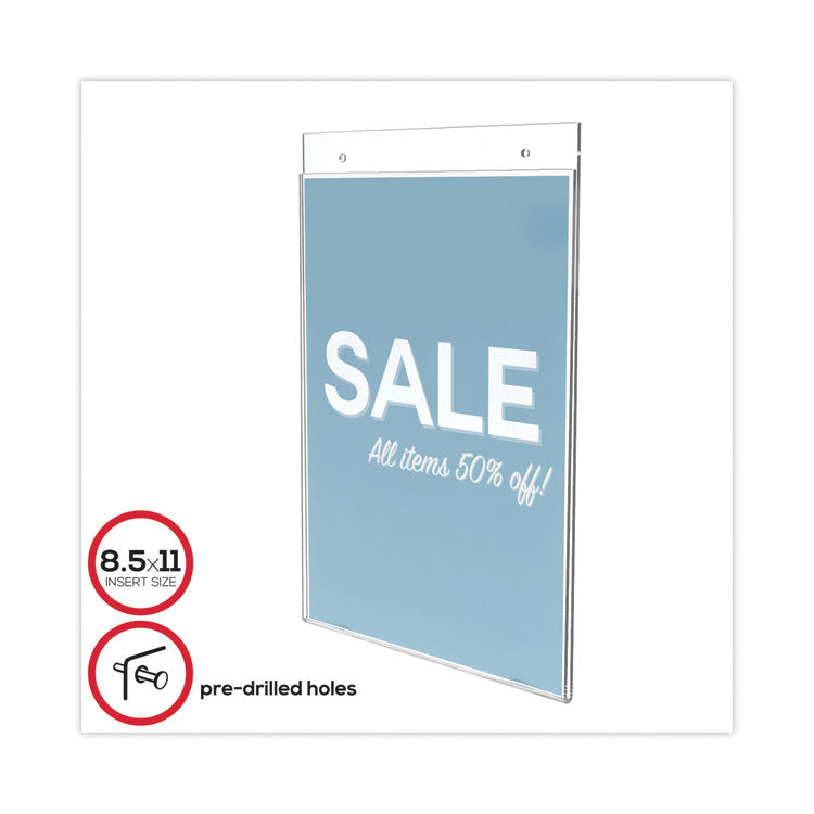 Classic Image Wall-Mount Sign Holder, Portrait, 8.5 x 11, Clear