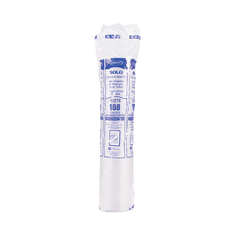 Straw-Slot Cold Cup Lids, Fits 9 oz to 20 oz Cold Cups, Plastic, Clear, 100/Pack