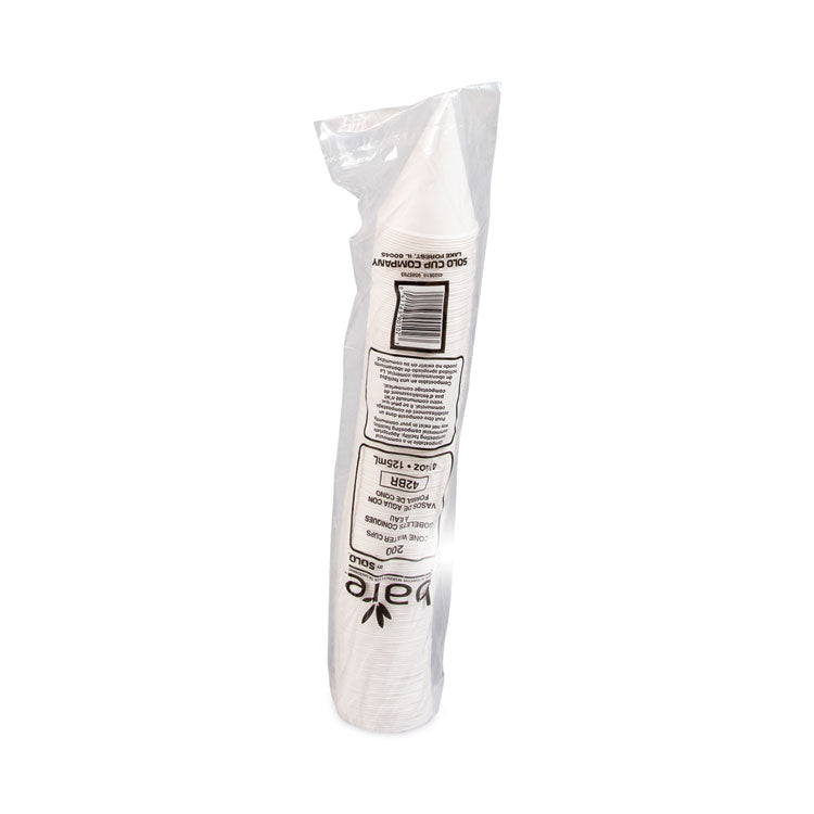Bare Eco-Forward Treated Paper Cone Cups, ProPlanet Seal, 4.25 oz, White, 200/Bag, 25 Bags/Carton