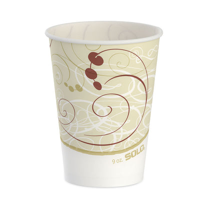Symphony Design Wax-Coated Paper Cold Cups, ProPlanet Seal, 9 oz, White/Beige/Red, 100/Sleeve, 20 Sleeves/Carton