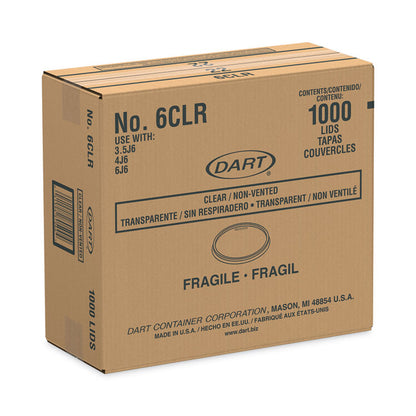 Non-Vented Container Lids, Clear, Plastic, 100/Pack, 10 Packs/Carton