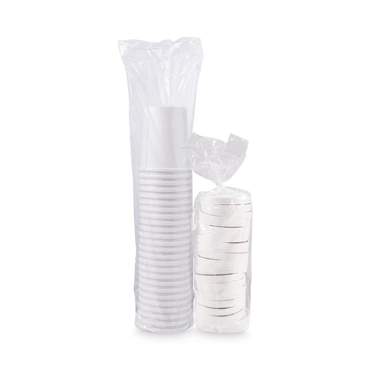 Flexstyle Double Poly Food Combo Packs, 32 oz, White, Paper, 25 Cups and 25 Lids/Pack, 10 Packs/Carton