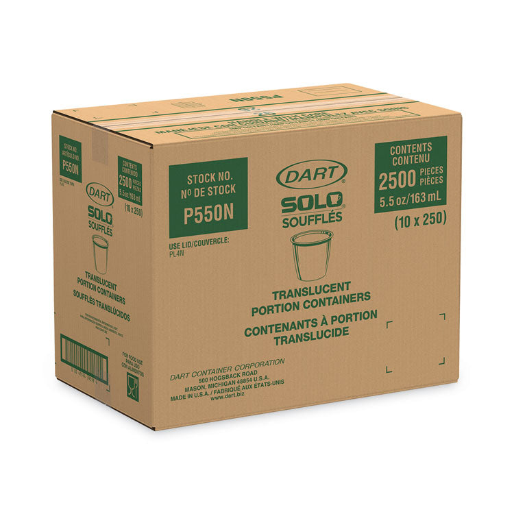 Polystyrene Portion Cups, 5.5 oz, Plastic, Translucent, 250/Bag, 10 Bags/Carton