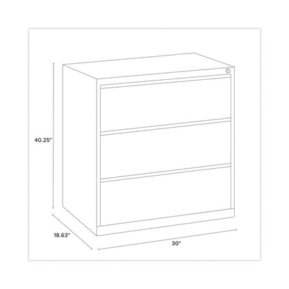 Lateral File, Three Legal/Letter/A4-Size File Drawers, 30" x 18.62" x 40.25", Putty
