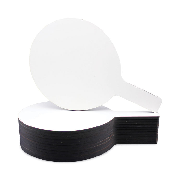 Dry Erase Paddle, 12" x 7", White Surface, 12/Pack