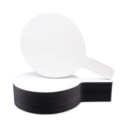 Dry Erase Paddle, 12" x 7", White Surface, 12/Pack