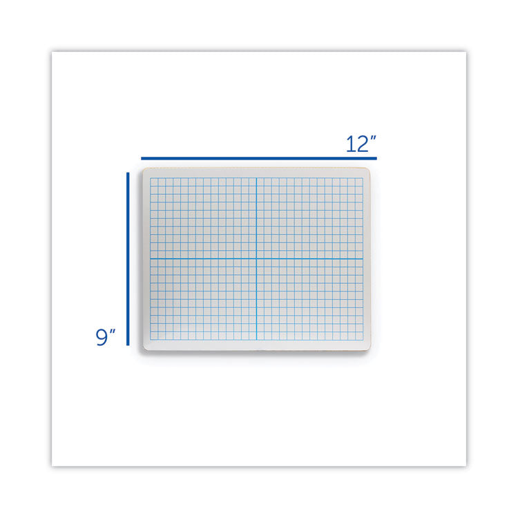Graphing Two-Sided Dry Erase Board, Computational Grid Format, 12" x 9", White Surface, 12/Pack