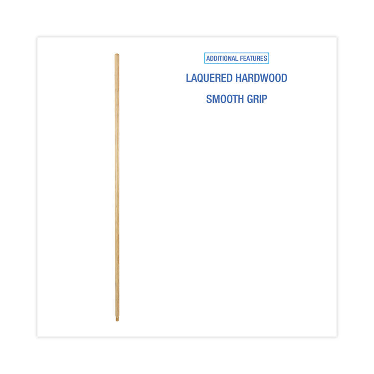 Threaded End Broom Handle, 0.94" dia x 54", Natural