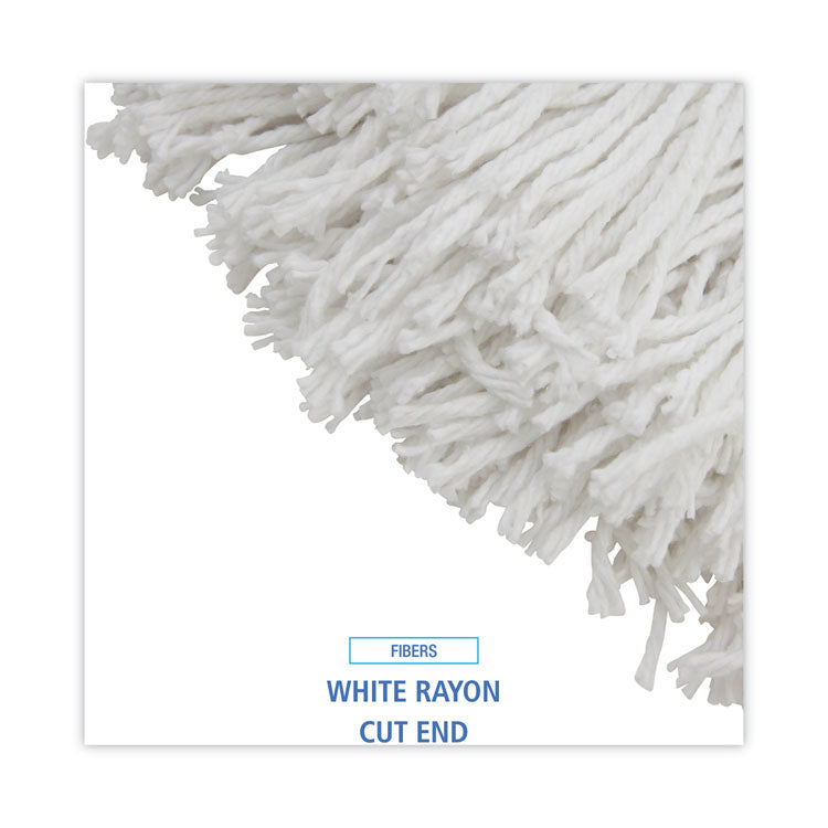 Premium Cut-End Wet Mop Heads, Rayon, 16 oz, White, 12/Carton