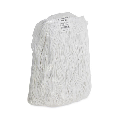 Premium Cut-End Wet Mop Heads, Rayon, 16 oz, White, 12/Carton