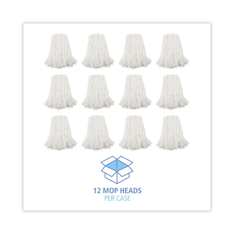 Premium Cut-End Wet Mop Heads, Rayon, 16 oz, White, 12/Carton