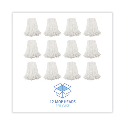 Premium Cut-End Wet Mop Heads, Rayon, 16 oz, White, 12/Carton