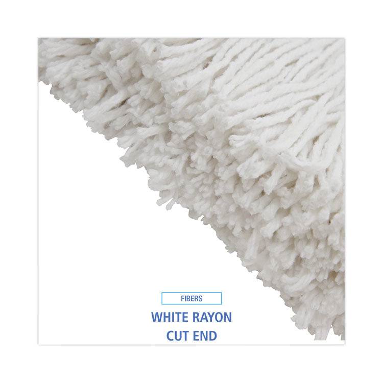 Premium Cut-End Wet Mop Heads, Rayon, 20 oz, White, 12/Carton