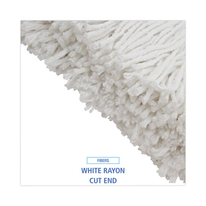 Premium Cut-End Wet Mop Heads, Rayon, 20 oz, White, 12/Carton